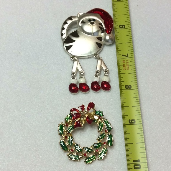 FINAL SALE PRICE Enameled Christmas Pin Lot x 2 - Picture 6 of 6